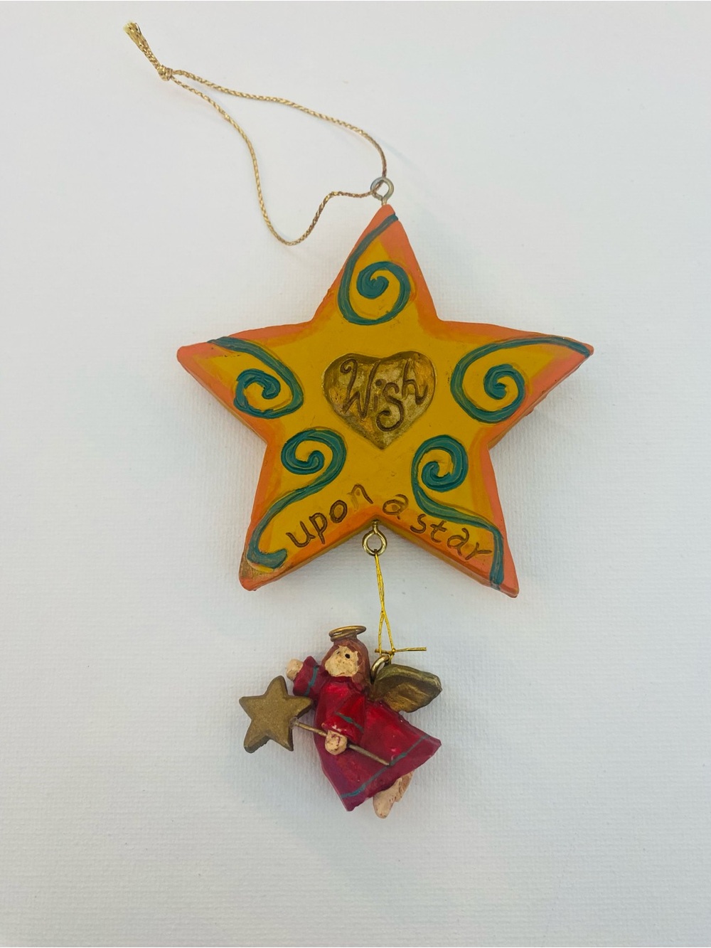 Holiday Wish Upon a Star Ornament with Angel Dangle
